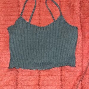 SHEIN Green Ribbed Sleeveless Camisole Crop Top